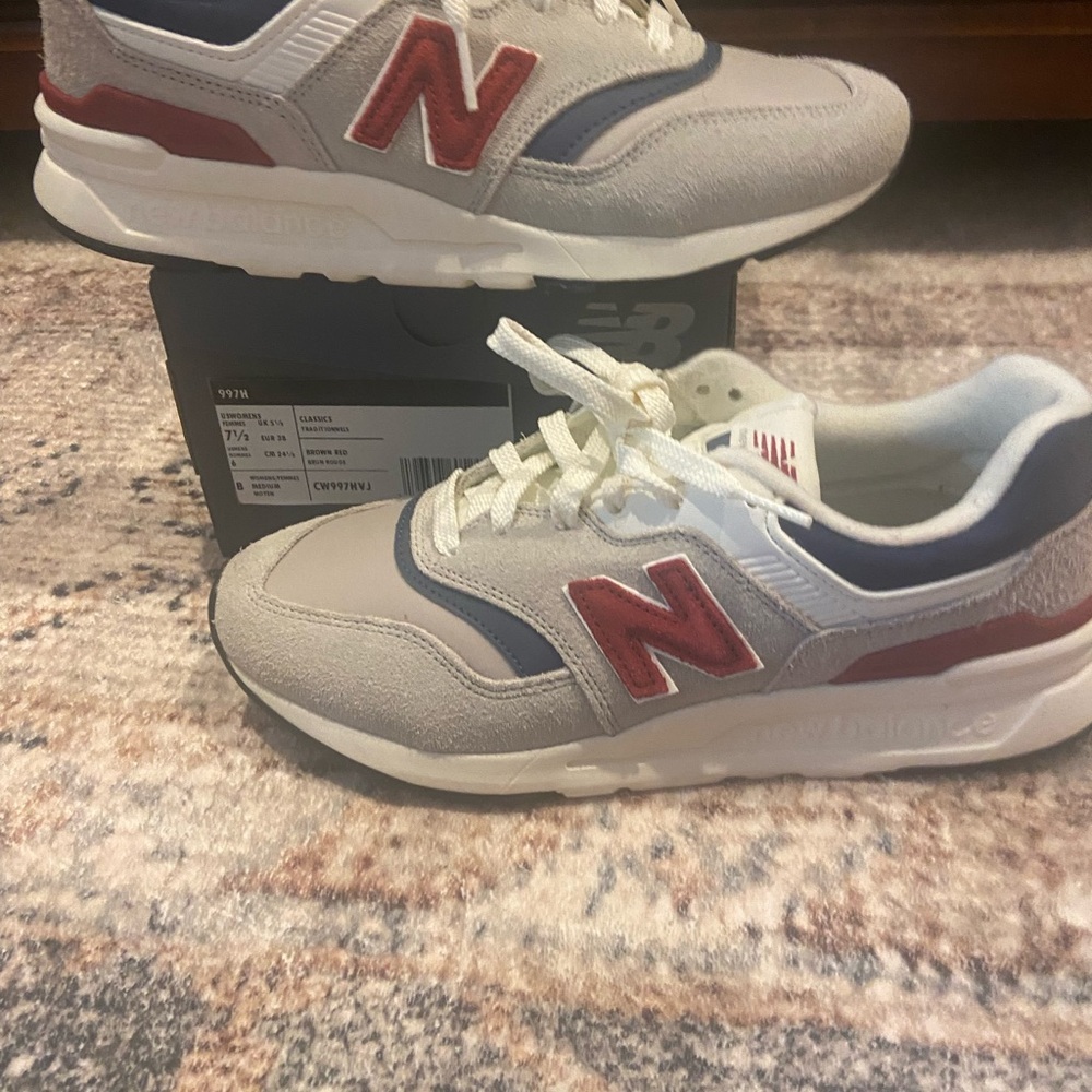 New Balance Gray and Red Athletic Shoes